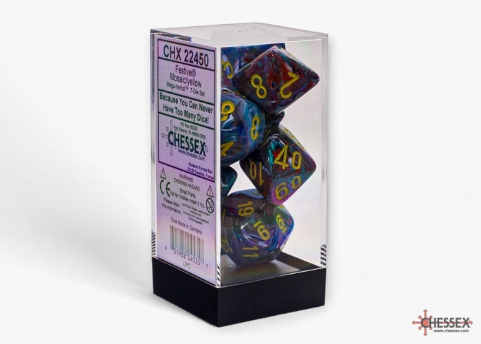 Chessex Festive Mosaic Yellow Mega-hedral 7 Die Set