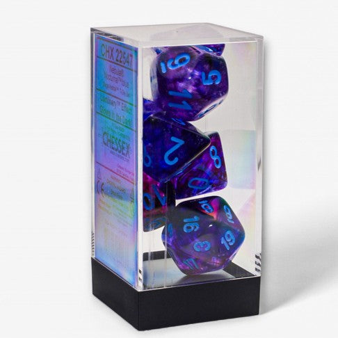Chessex Dice: Nebula Mega-hedral - Nocturnal/Blue Luminary (7ct)