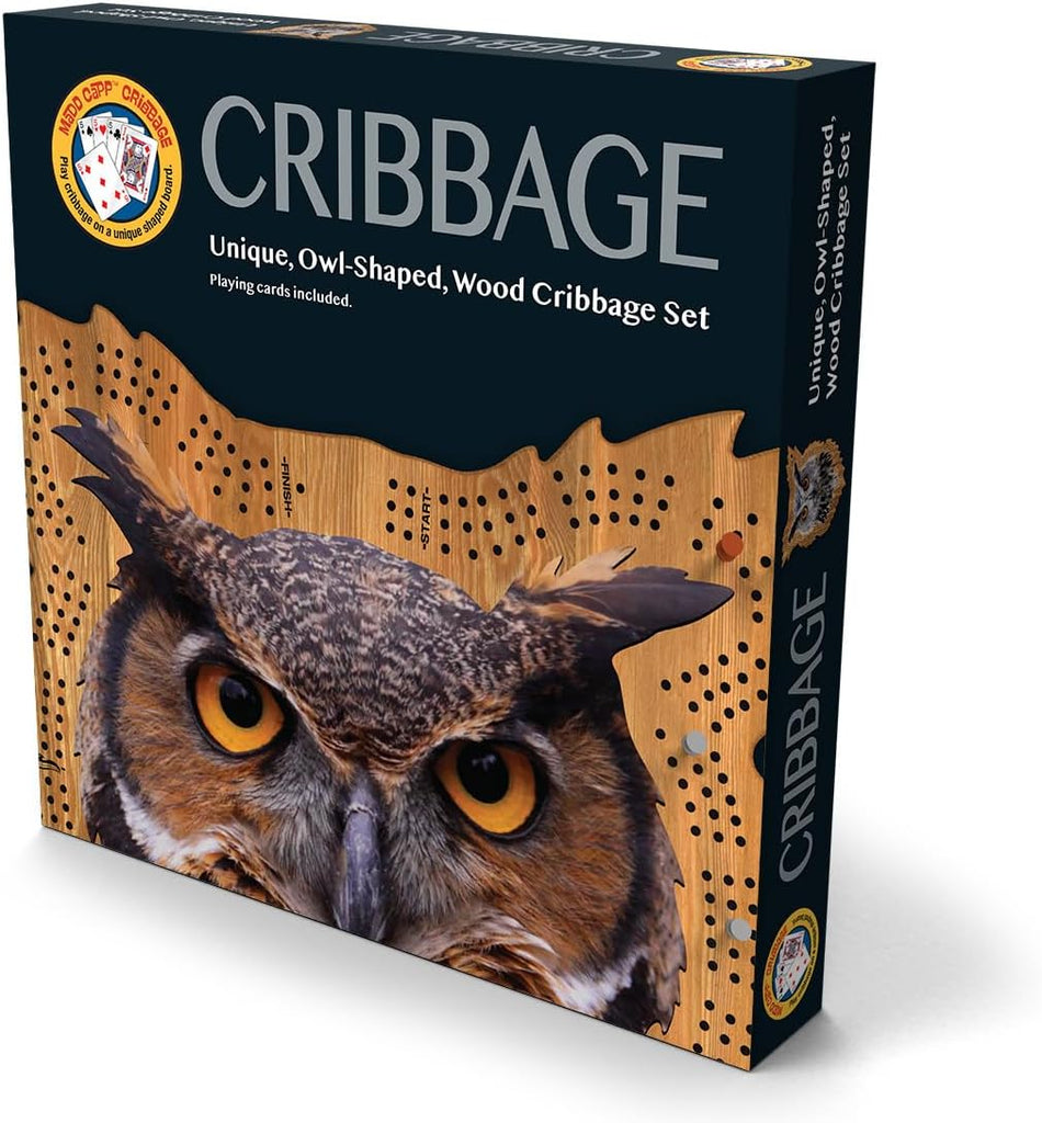 Madd Capp: I AM OWL: Solid Wood Owl-Shaped Cribbage Board