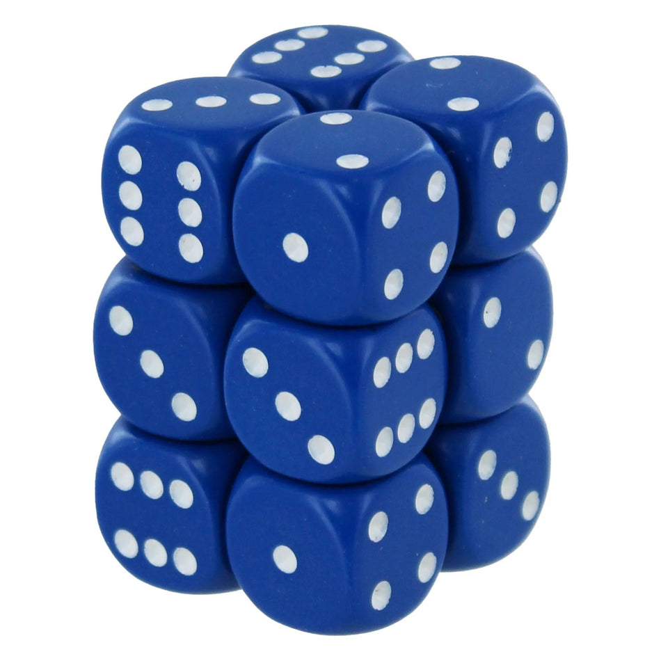 Chessex 16mm Opaque Blue and White Plastic Polyhedral Dice Set Includes 12 Dice