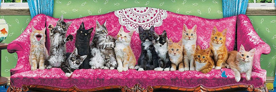 EUROGRAPHICS: Kitty Cat Couch: 1000 Piece Panoramic Puzzle
