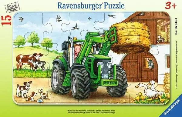 Ravensburger children's 15-piece jigsaw puzzle with a green tractor and farm scene.