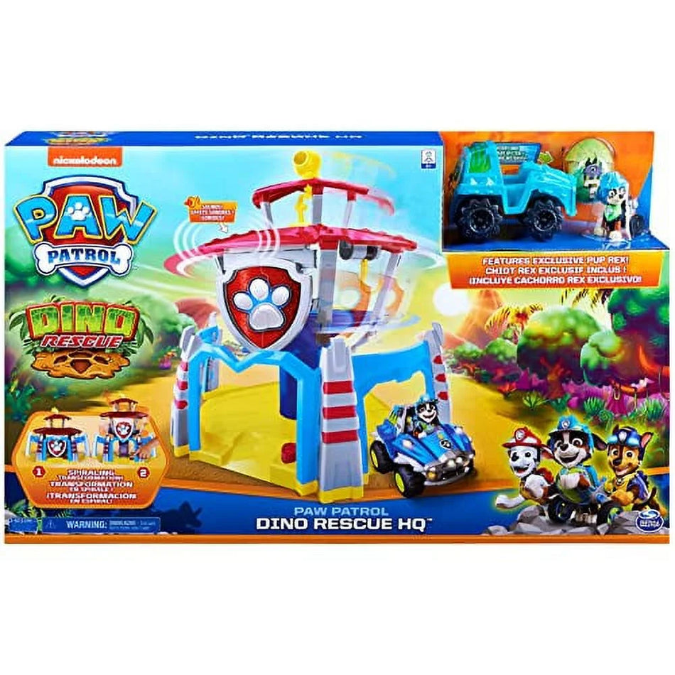 Paw Patrol Dino Rescue HQ Playset with Sounds and Exclusive Rex Figure and Vehicle