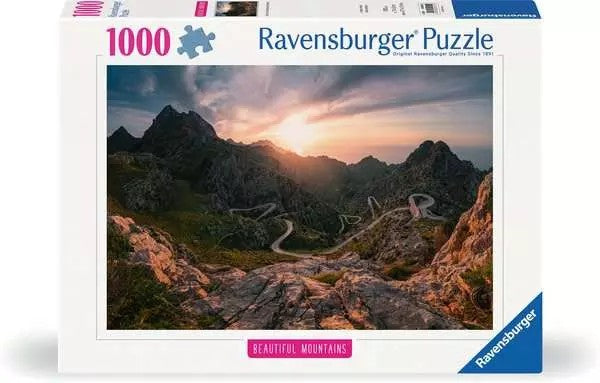 Ravensburger 1000-piece jigsaw puzzle box with beautiful mountain landscape design.