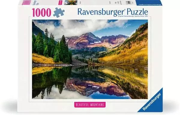 Ravensburger 1000-piece jigsaw puzzle box with beautiful mountain and lake scenery