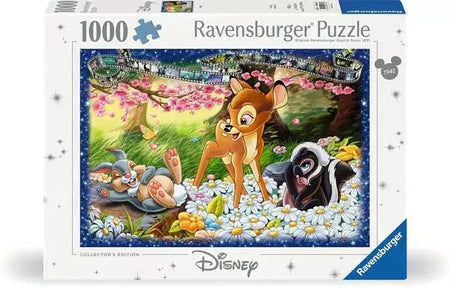 Ravensburger Disney 1000-piece jigsaw puzzle box featuring characters from 'Bambi' with a scenic background.