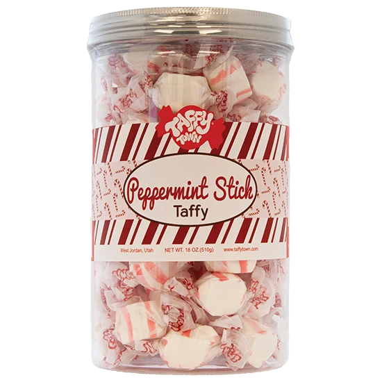 Taffy Town - Peppermint Stick Salt Water Taffy | 18oz Gift Canister