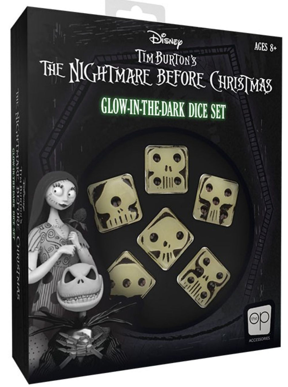 USAopoly - Disney Tim Burton's The Nightmare Before Christmas: Premium Dice Set | Glow in the Dark Set