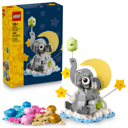 LEGO elephant building set with packaging on a white background 40814