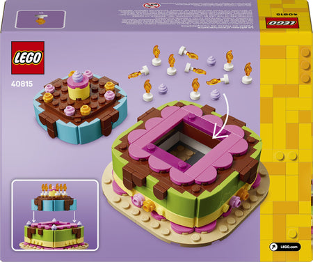 LEGO birthday cake set packaging with LEGO logo and product details. 40815