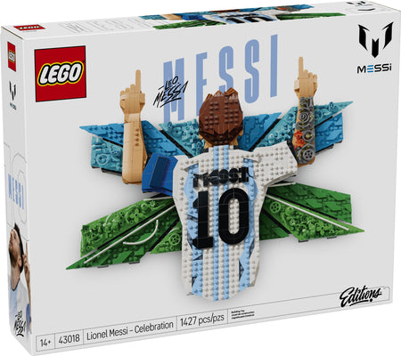 LEGO Lionel Messi kit packaging with character and branding