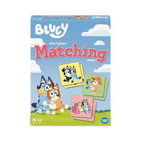 ravensburger Bluey matching game packaging with cartoon characters on a blue background