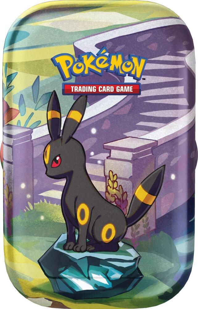 Pokémon trading card game holder with Umbreon design on a colorful background