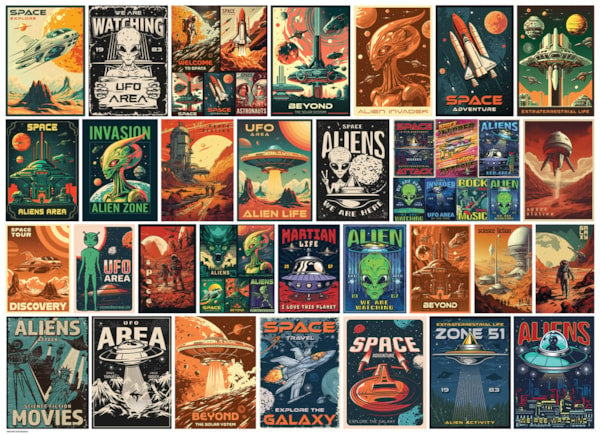 EUROGRAPHICS: Vintage Alien Posters: 1000 Piece Puzzle
