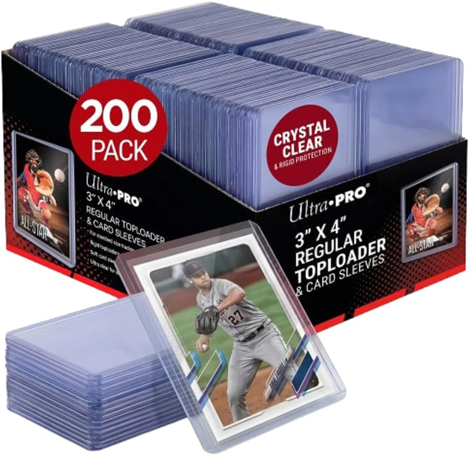 Ultra Pro - 3" x 4" Clear Regular Toploaders & Card Sleeves | 200 Pack Bundle