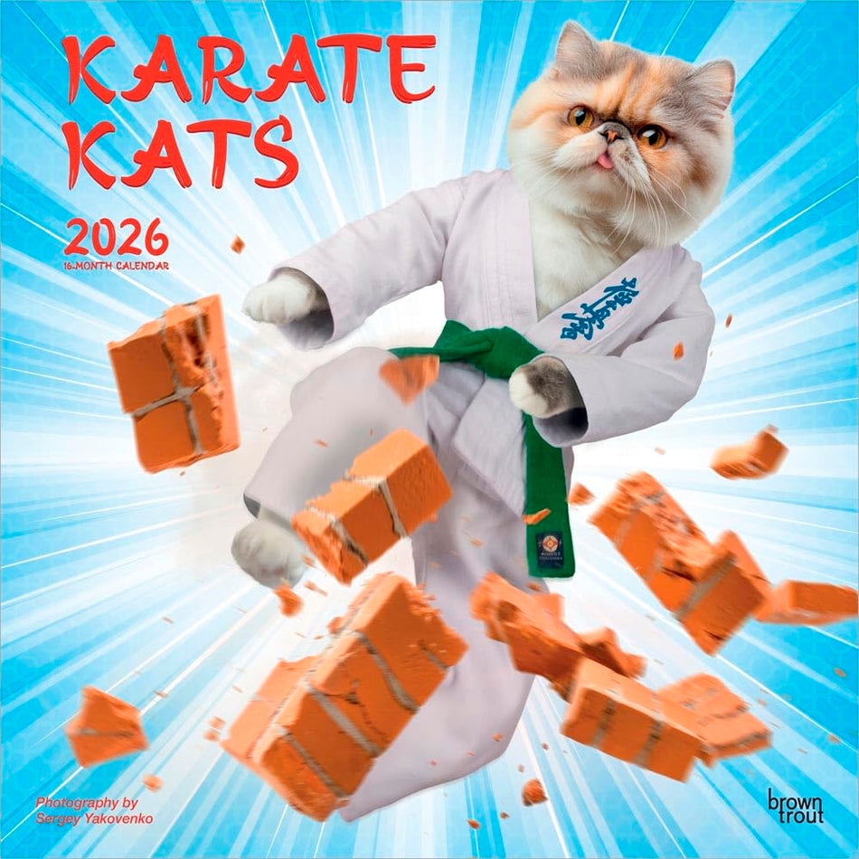Browntrout: Karate Cats OFFICIAL: 2026 12 x 24 Inch (Hanging) Monthly Square Wall Calendar