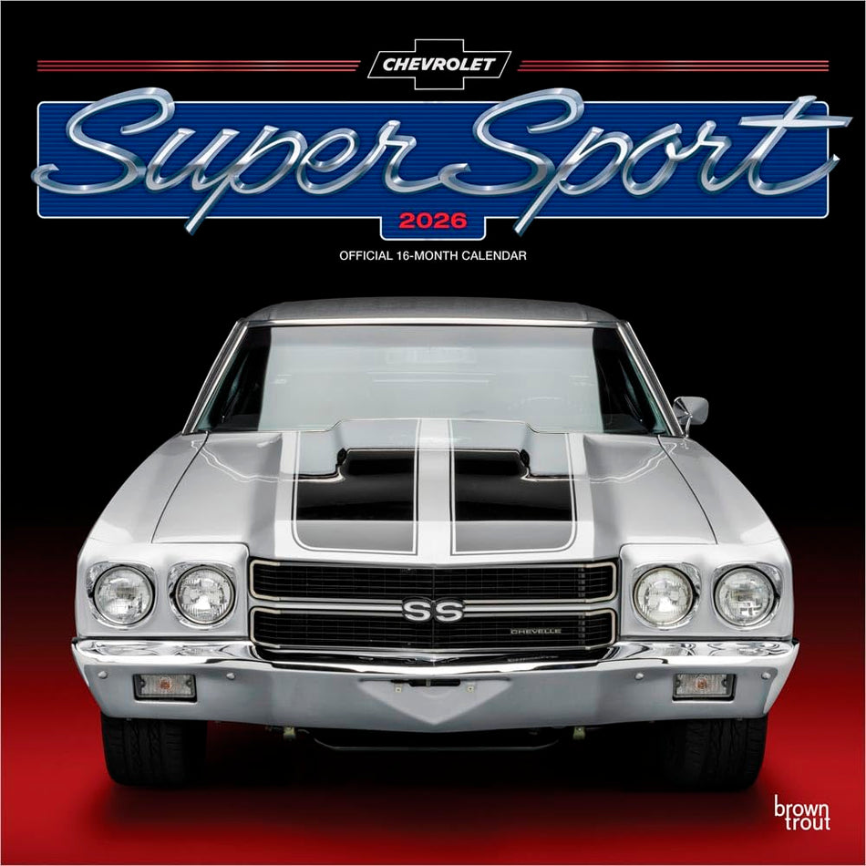 Browntrout: Chevy Super Sport OFFICIAL: 2026 12 x 24 Inch (Hanging) Monthly Square Wall Calendar | Plastic-Free