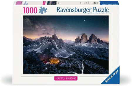 Ravensburger 1000-piece jigsaw puzzle box with beautiful mountain landscape design