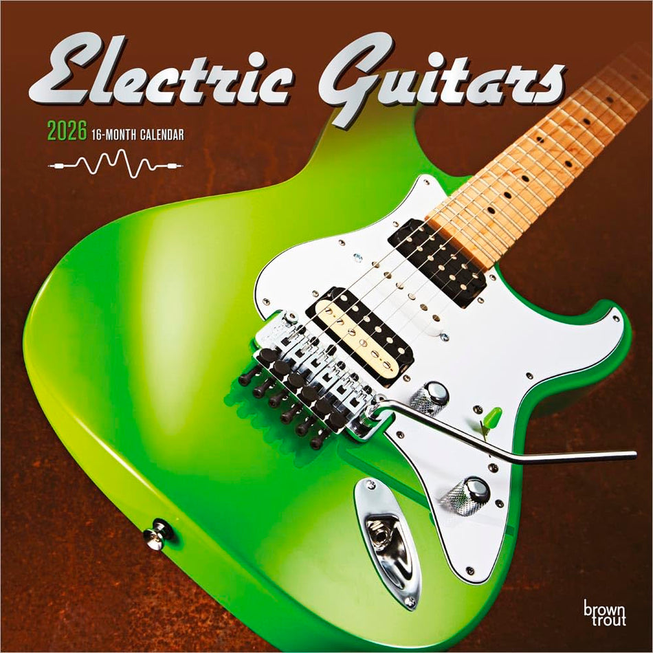 Browntrout: Electric Guitars: 2026 12 x 24 Inch (Hanging) Monthly Square Wall Calendar | Foil Stamped Cover | Plastic-Free