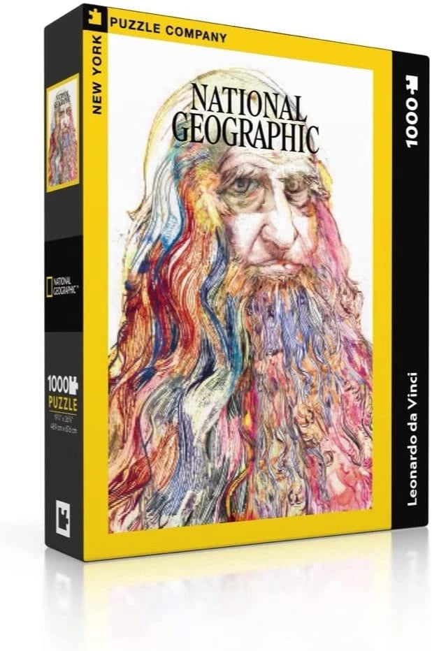 new york puzzle company national geographic 1000 piece jigsaw puzzle box image of leonardo da vinci