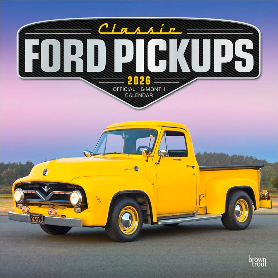 Browntrout: Classic Ford Pickups OFFICIAL: 2026 12 x 24 Inch (Hanging) Monthly Square Wall Calendar | Foil Stamped Cover | Plastic-Free