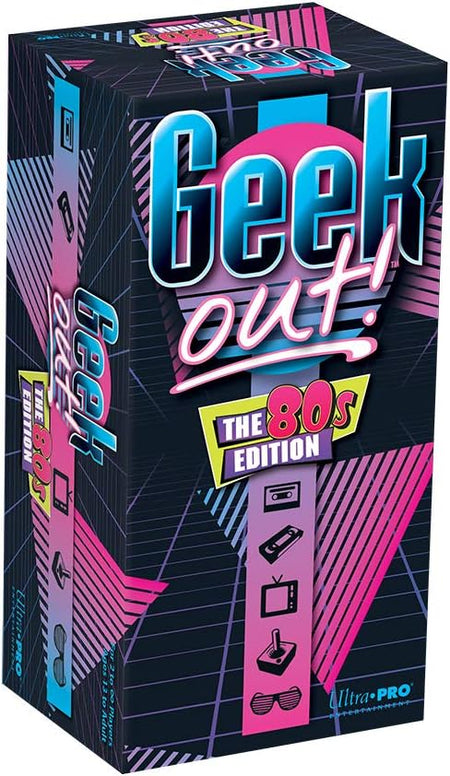 Ultra Pro game Geek Out! The 80s Edition card game box with retro design elements.
