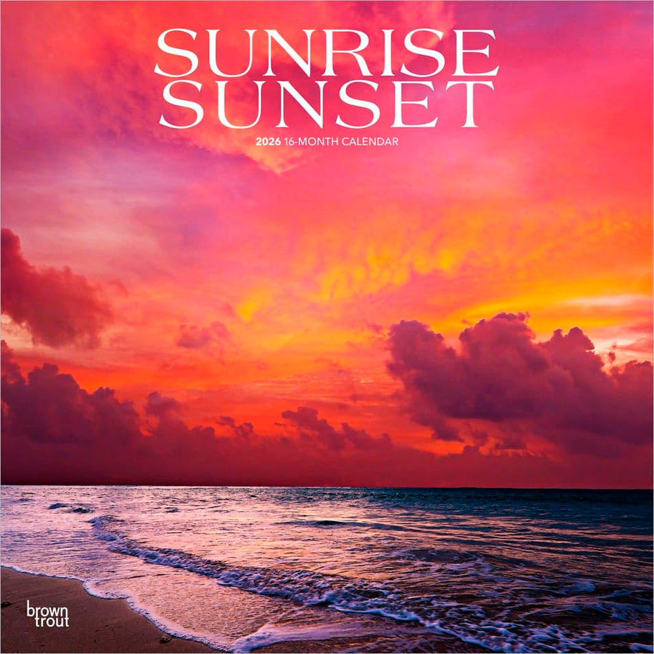 Browntrout: Sunrise Sunset: 2026 12 x 24 Inch (Hanging) Monthly Square Wall Calendar