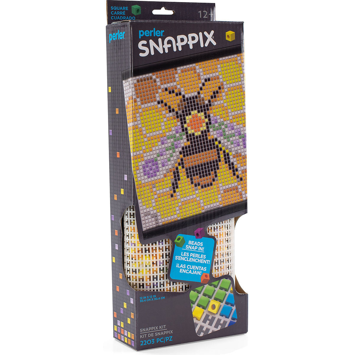 Perler Snappix kit packaging with a bee design on a white background