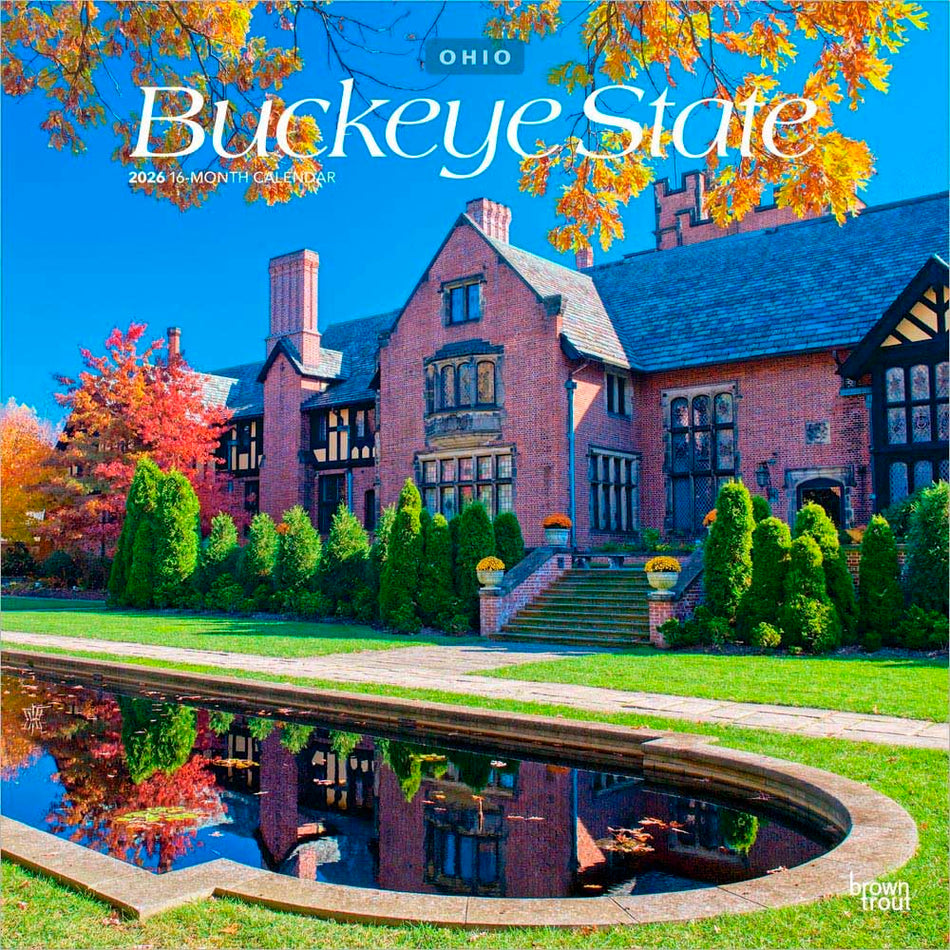 BrownTrout: Buckeye State: Ohio Places | 2026 12 x 24 Inch (Hanging) Monthly Square Wall Calendar
