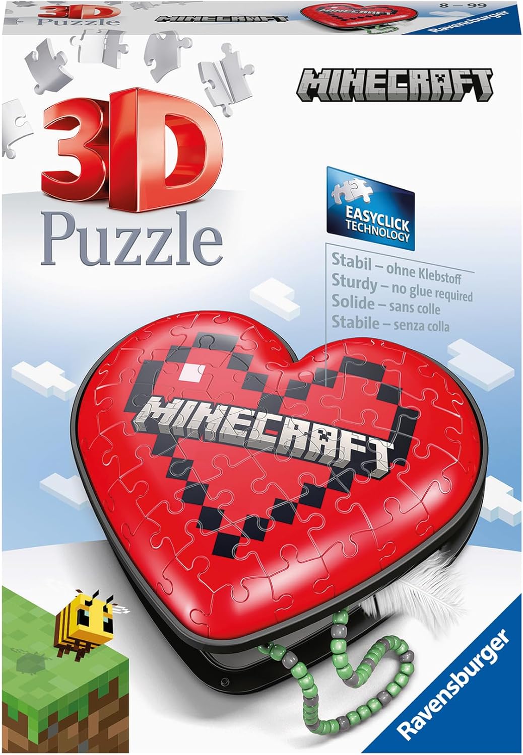 ravensburger Minecraft 3D red and black heart-shaped puzzle.