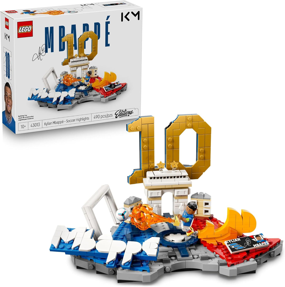 LEGO set 43013 with Kylian Mbappé '10' soccer design part of the editions collection.