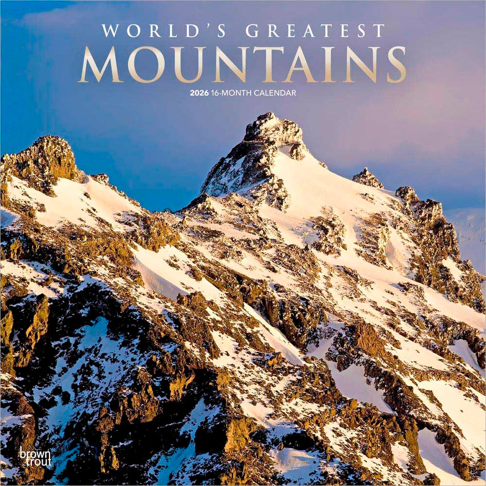 Browntrout: World's Greatest Mountains: 2026 12 x 24 Inch (Hanging) Monthly Square Wall Calendar | Foil Stamped Cover