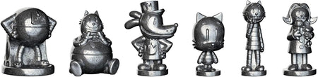 usaopoly monopoly movers dog man Set of six metallic figurines with unique designs on a white background