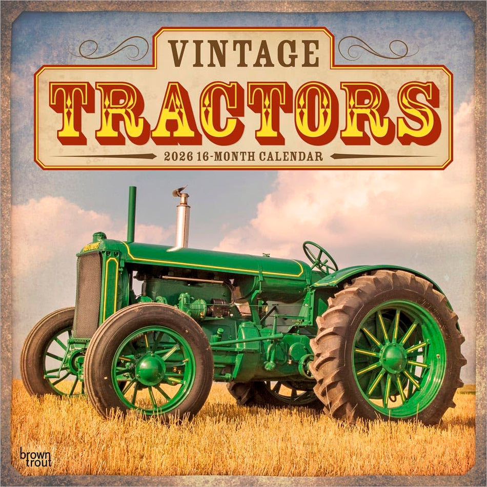 Browntrout: Vintage Tractors: 2026 12 x 24 Inch (Hanging) Monthly Square Wall Calendar