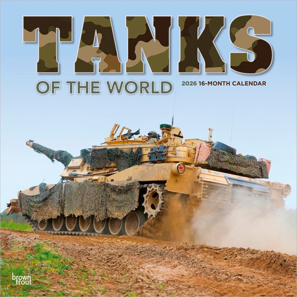 Browntrout: Tanks of the World: 2026 12 x 24 Inch (Hanging) Monthly Square Wall Calendar | Plastic-Free