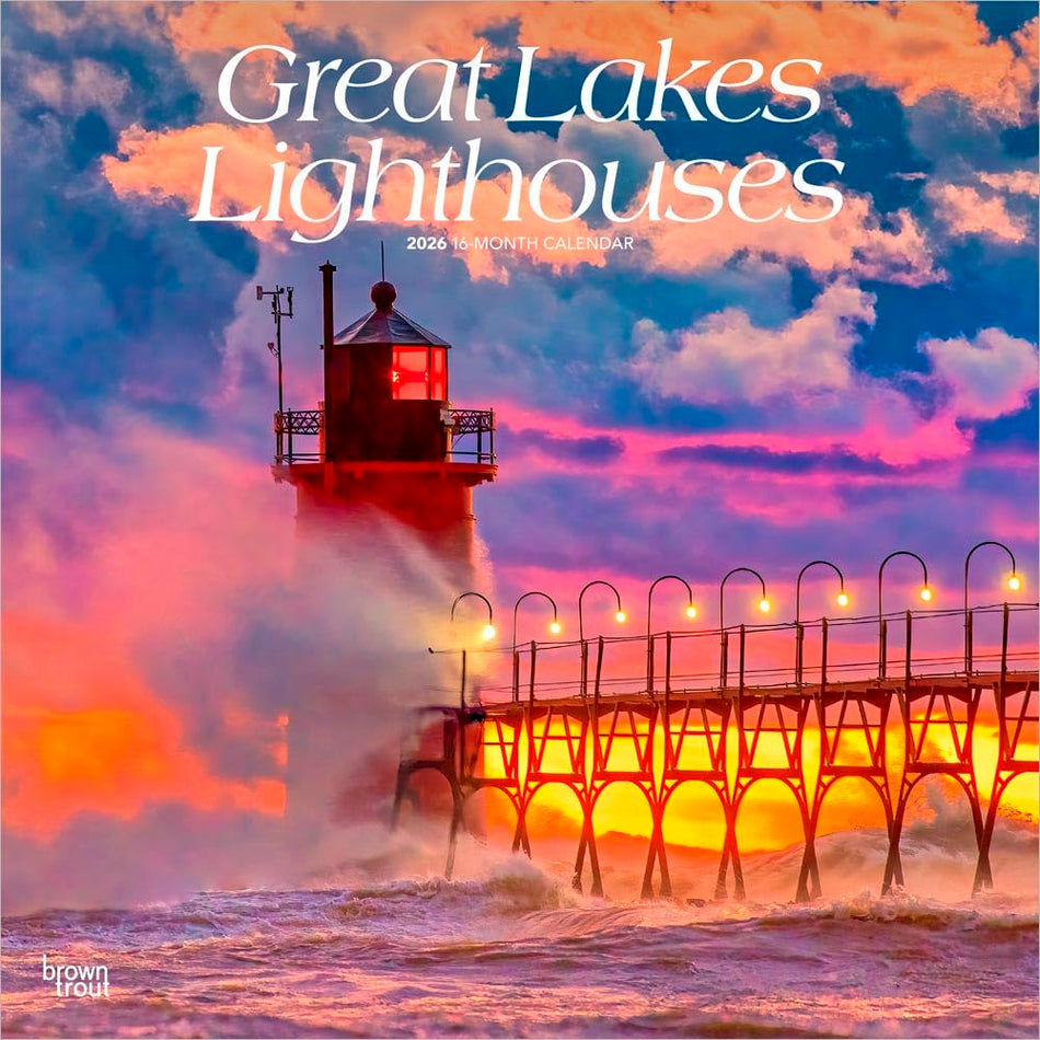 Browntrout: Great Lakes Lighthouses: 2026 12 x 24 Inch (Hanging) Monthly Square Wall Calendar
