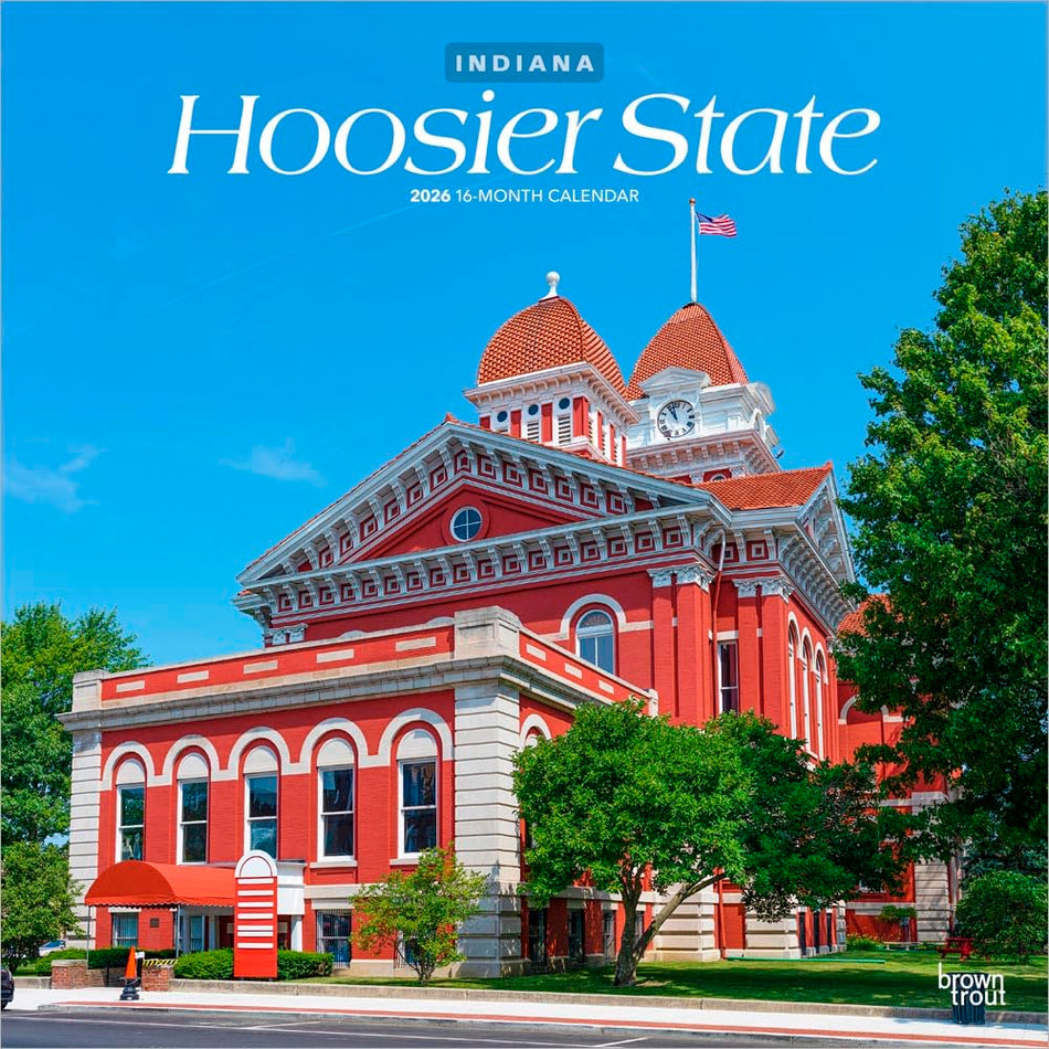 Browntrout: Hoosier State: Indiana Places | 2026 12 x 24 Inch (Hanging) Monthly Square Wall Calendar | Plastic-Free
