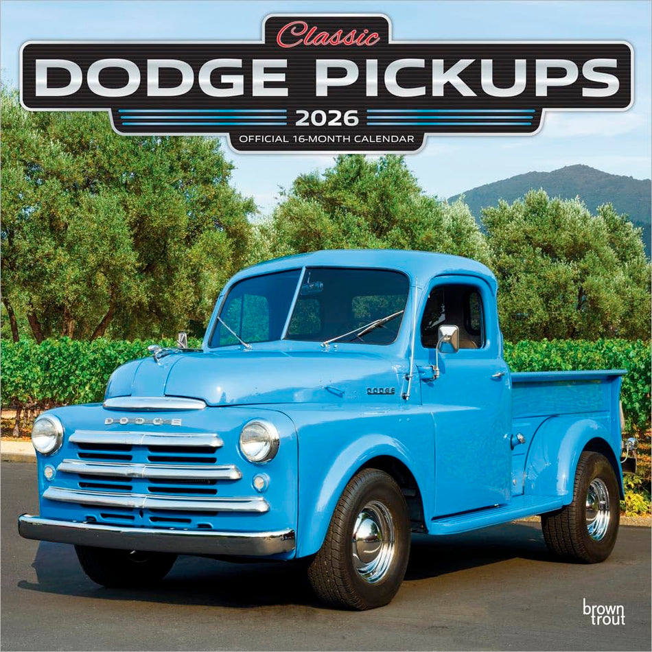 Browntrout: Classic Dodge Pickups OFFICIAL: 2026 12 x 24 Inch (Hanging) Monthly Square Wall Calendar | Foil Stamped Cover | Plastic-Free