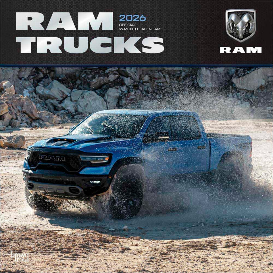Browntrout: Ram Trucks OFFICIAL: 2026 12 x 24 Inch (Hanging) Monthly Square Wall Calendar | Foil Stamped Cover