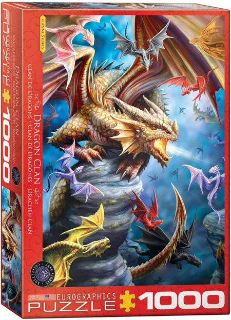 Eurographics 1000-piece vertical puzzle box with dragons on a blue background