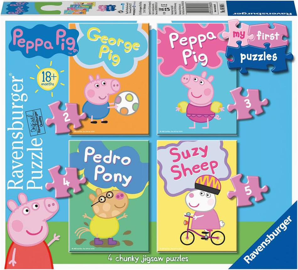 4 chunky peppa pig jigsaw puzzles for children by ravensburger