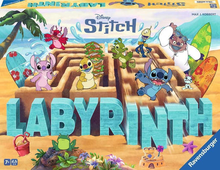 ravensburger Board game box for 'Labyrinth' featuring characters from Disney's Stitch on a tropical island background.