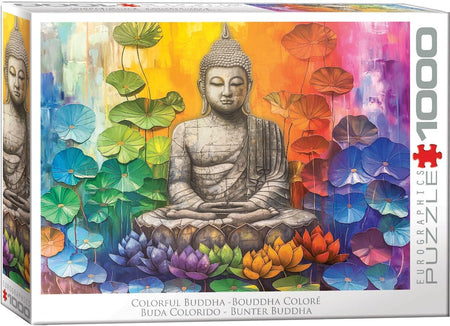 Eurographics 1000-piece Jigsaw puzzle box featuring a colorful depiction of Buddha and lotus flowers.