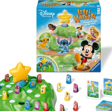 ravensburger Disney Lotti Karoffi board game with characters and packaging on a white background