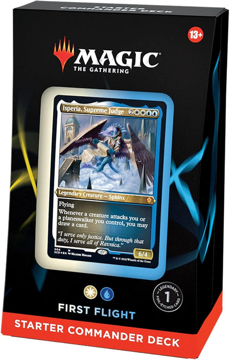 Magic: The Gathering starter commander deck first flight packaging with card illustration