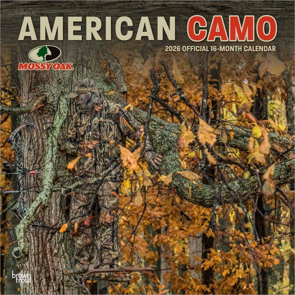 Browntrout: Mossy Oak American Camo OFFICIAL: 2026 12 x 24 Inch (Hanging) Monthly Square Wall Calendar