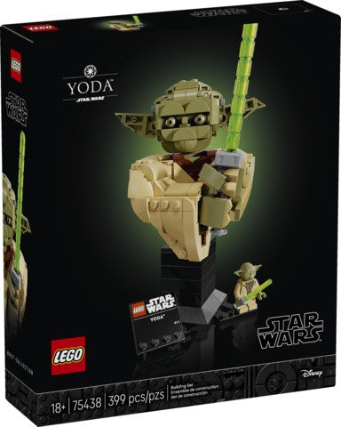 LEGO Yoda 75438 set with bust and minifigure.