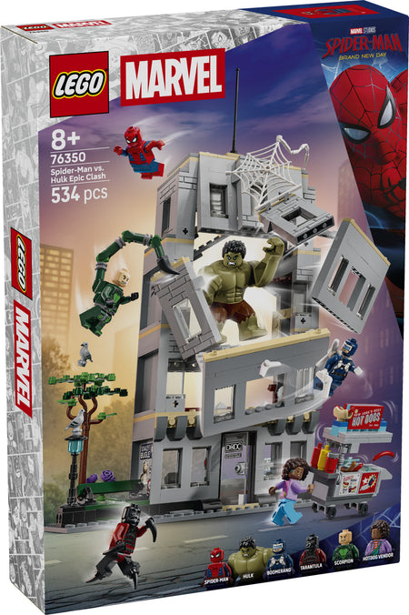 LEGO Marvel Super Heroes 76350 set packaging with characters and building model