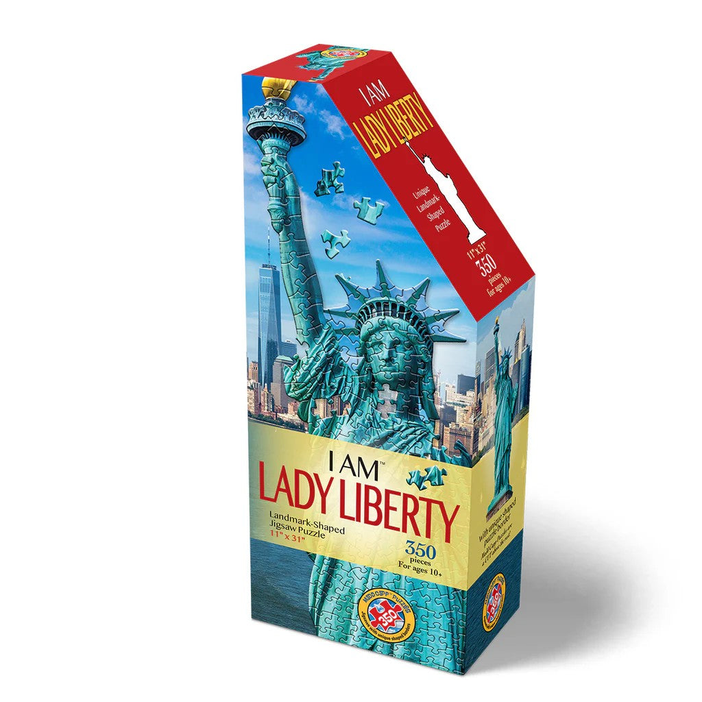 madd capp jigsaw Puzzle box featuring the Statue of Liberty on a white background