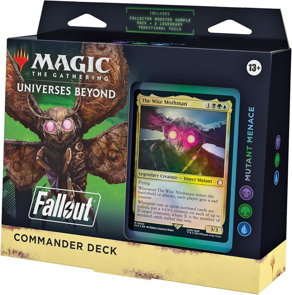 Magic the Gathering: Fallout Commander Deck – Mutant Menace (100-Card Deck, 2-Card Collector Booster Sample Pack + Accessories)